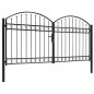Cancello a Doppia Anta ad Arco in Acciaio 300x125 cm Nero