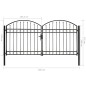 Cancello a Doppia Anta ad Arco in Acciaio 300x125 cm Nero