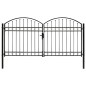 Cancello a Doppia Anta ad Arco in Acciaio 300x150 cm Nero Cancello a Doppia Anta ad Arco in Acciaio 300x150 cm Nero