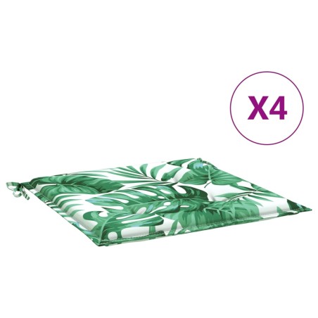 Cuscini per Sedia 4 pz Motivo a Foglie 40x40x3 cm Tessuto