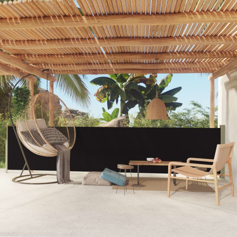 Tenda Laterale Retrattile per Patio 117x500 cm Nera Tenda Laterale Retrattile per Patio 117x500 cm Nera