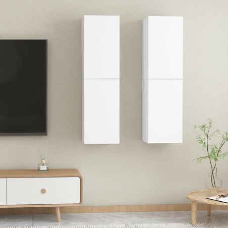 Mobili TV Bianchi 2 pz 30,5x30x110 cm in Truciolato