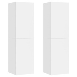Mobili TV Bianchi 2 pz 30,5x30x110 cm in Truciolato
