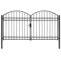 Cancello a Doppia Anta ad Arco in Acciaio 300x175 cm Nero Cancello a Doppia Anta ad Arco in Acciaio 300x175 cm Nero