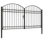 Cancello a Doppia Anta ad Arco in Acciaio 300x175 cm Nero Cancello a Doppia Anta ad Arco in Acciaio 300x175 cm Nero