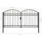 Cancello a Doppia Anta ad Arco in Acciaio 300x175 cm Nero Cancello a Doppia Anta ad Arco in Acciaio 300x175 cm Nero