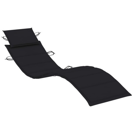 Cuscino per Lettino Nero 186x58x3 cm in Tessuto Oxford