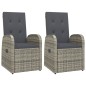 Sedie da Giardino Reclinabili 2 pz e Cuscini Polyrattan Grigio Sedie da Giardino Reclinabili 2 pz e Cuscini Polyrattan Grigio
