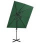 Ombrellone a Sbalzo con Doppia Copertura 250x250 cm Verde Ombrellone a Sbalzo con Doppia Copertura 250x250 cm Verde