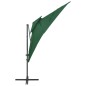 Ombrellone a Sbalzo con Doppia Copertura 250x250 cm Verde Ombrellone a Sbalzo con Doppia Copertura 250x250 cm Verde