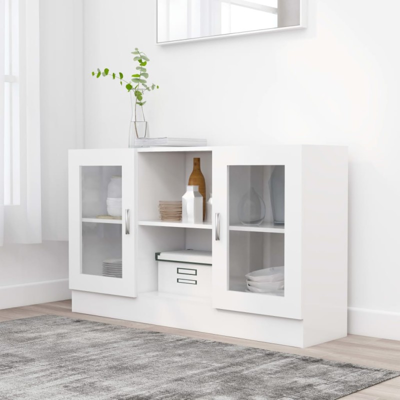 Armadietto con Vetrina Bianco 120x30,5x70 cm in Truciolato Armadietto con Vetrina Bianco 120x30,5x70 cm in Truciolato