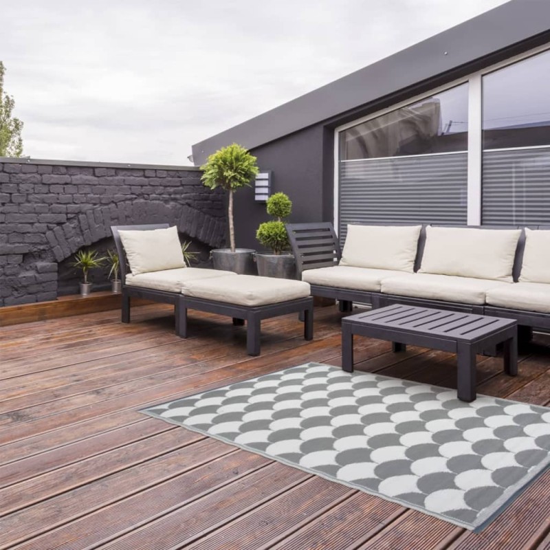 Esschert Design Tappeto da Esterno 180x121 cm Grigio Bianco OC24 Esschert Design Tappeto da Esterno 180x121 cm Grigio Bianco OC24