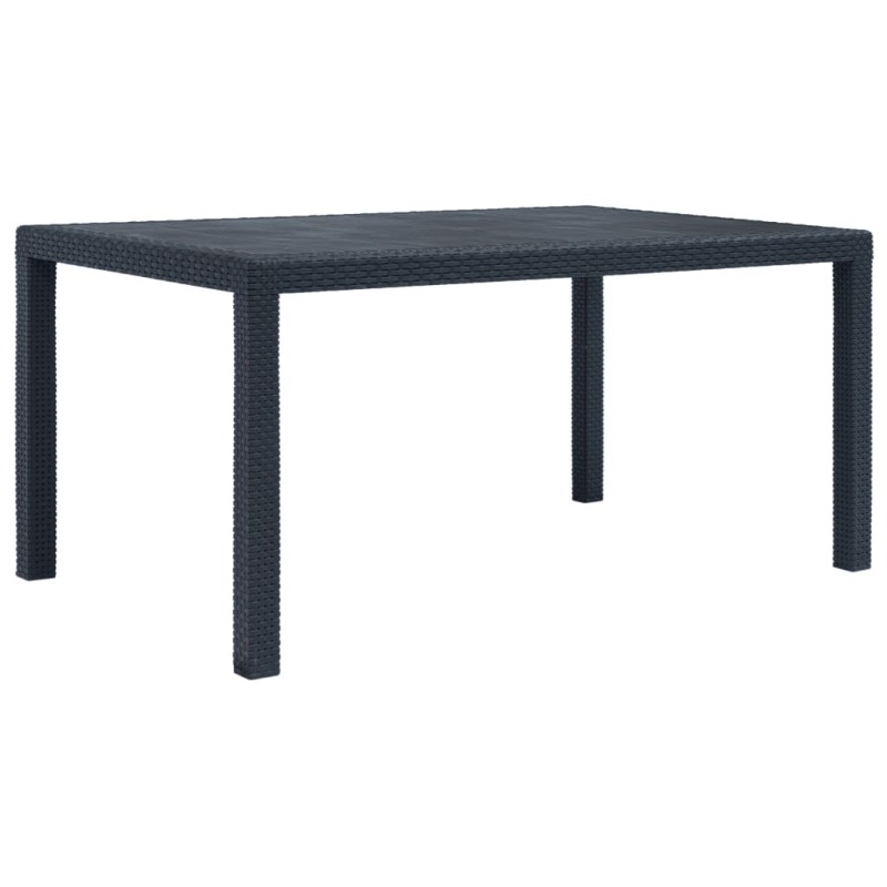 Tavolo da Giardino Antracite 150x90x72 cm Plastica Stile Rattan Tavolo da Giardino Antracite 150x90x72 cm Plastica Stile Rattan