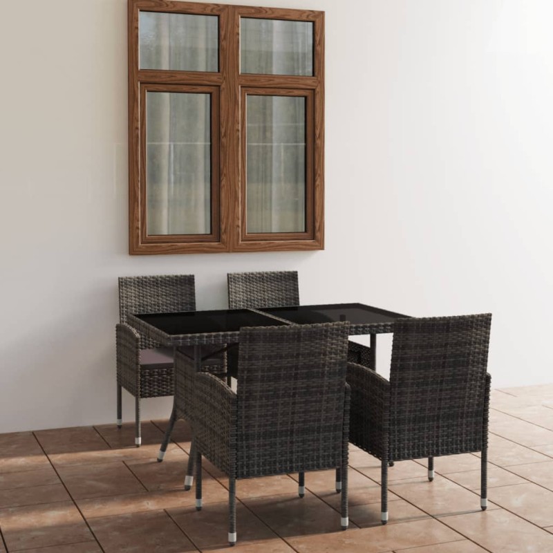 Set Mobili da Pranzo Giardino 5 pz Polyrattan Antracite Grigio Set Mobili da Pranzo Giardino 5 pz Polyrattan Antracite Grigio