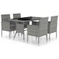 Set Mobili da Pranzo Giardino 5 pz Polyrattan Antracite Grigio Set Mobili da Pranzo Giardino 5 pz Polyrattan Antracite Grigio