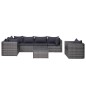 Set Divani da Giardino 7 pz con Cuscini in Polyrattan Grigio Set Divani da Giardino 7 pz con Cuscini in Polyrattan Grigio