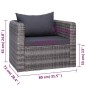 Set Divani da Giardino 7 pz con Cuscini in Polyrattan Grigio Set Divani da Giardino 7 pz con Cuscini in Polyrattan Grigio