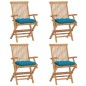Sedie da Giardino con Cuscini Azzurro 4 pz in Massello di Teak Sedie da Giardino con Cuscini Azzurro 4 pz in Massello di Teak