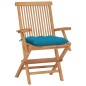 Sedie da Giardino con Cuscini Azzurro 4 pz in Massello di Teak Sedie da Giardino con Cuscini Azzurro 4 pz in Massello di Teak