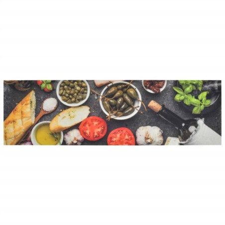 vidaXL Tappeto da Cucina Lavabile Vino e Cena 45x150 cm Velluto