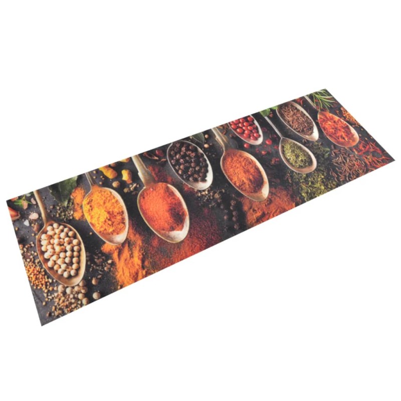 vidaXL Tappeto da Cucina Lavabile Cucchiai e Spezie 60x180 cm Velluto vidaXL Tappeto da Cucina Lavabile Cucchiai e Spezie 60x180 cm Velluto