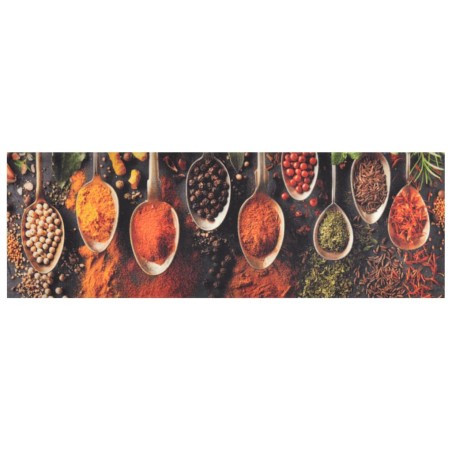 vidaXL Tappeto da Cucina Lavabile Cucchiai e Spezie 60x180 cm Velluto