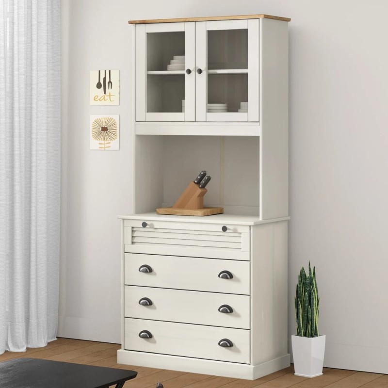 Credenza VIGO Bianca 80x40x176 cm in Legno Massello di Pino Credenza VIGO Bianca 80x40x176 cm in Legno Massello di Pino