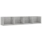Scaffale Porta CD a Muro Grigio Cemento 100x18x18 cm Truciolato