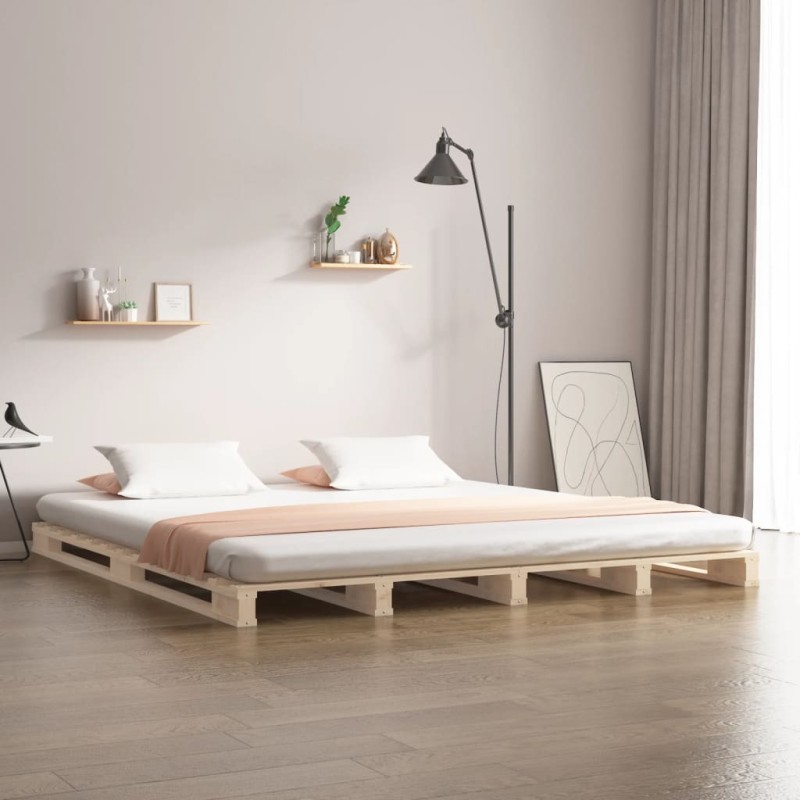 Letto a Pallet 120x190 cm Legno Massello Pino 4FT Small Double Letto a Pallet 120x190 cm Legno Massello Pino 4FT Small Double