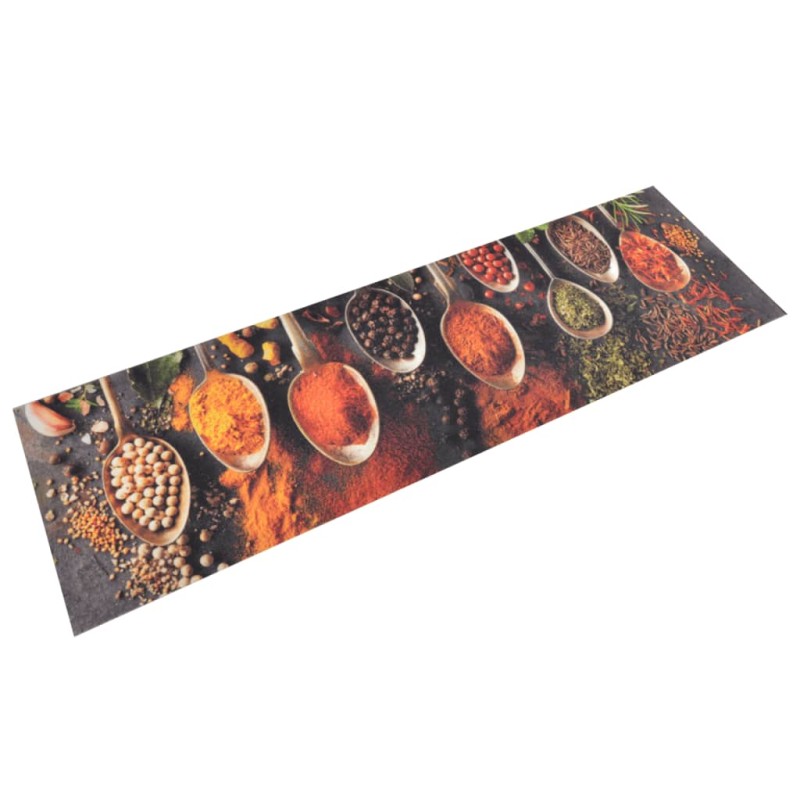 Tappeto da Cucina Lavabile Cucchiai e Spezie 45x150 cm Velluto Tappeto da Cucina Lavabile Cucchiai e Spezie 45x150 cm Velluto
