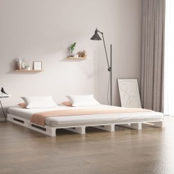 Letto a Pallet Bianco 120x190 cm Massello Pino 4FT Small Double