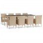 Set da Pranzo da Giardino 9 pz con Cuscini Beige in Polyrattan Set da Pranzo da Giardino 9 pz con Cuscini Beige in Polyrattan