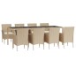 Set da Pranzo da Giardino 9 pz con Cuscini Beige in Polyrattan Set da Pranzo da Giardino 9 pz con Cuscini Beige in Polyrattan