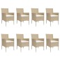 Set da Pranzo da Giardino 9 pz con Cuscini Beige in Polyrattan Set da Pranzo da Giardino 9 pz con Cuscini Beige in Polyrattan