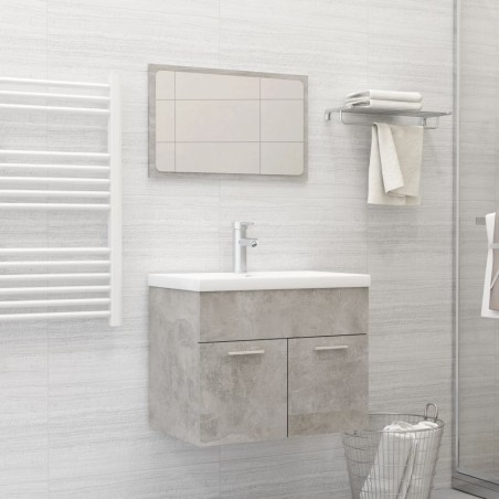 Set Mobili da Bagno 2 pz Grigio Cemento in Truciolato