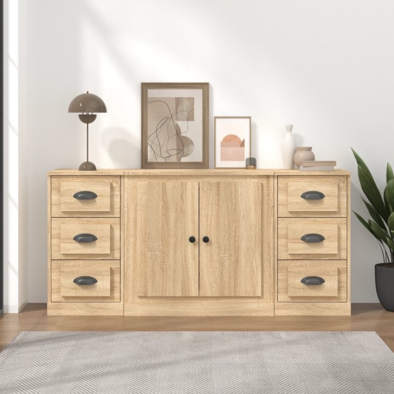 Credenze 3 pz Rovere Sonoma in Legno Multistrato Credenze 3 pz Rovere Sonoma in Legno Multistrato