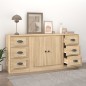 Credenze 3 pz Rovere Sonoma in Legno Multistrato Credenze 3 pz Rovere Sonoma in Legno Multistrato
