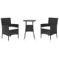 Set Bistrò da Giardino 3 pz con Cuscini in Polyrattan Nero Set Bistrò da Giardino 3 pz con Cuscini in Polyrattan Nero