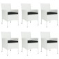 Set da Pranzo da Giardino 7 pz con Cuscini in Polyrattan Bianco