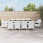 Set da Pranzo da Giardino 11pz con Cuscini Bianco in Polyrattan Set da Pranzo da Giardino 11pz con Cuscini Bianco in Polyrattan