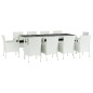 Set da Pranzo da Giardino 11pz con Cuscini Bianco in Polyrattan Set da Pranzo da Giardino 11pz con Cuscini Bianco in Polyrattan