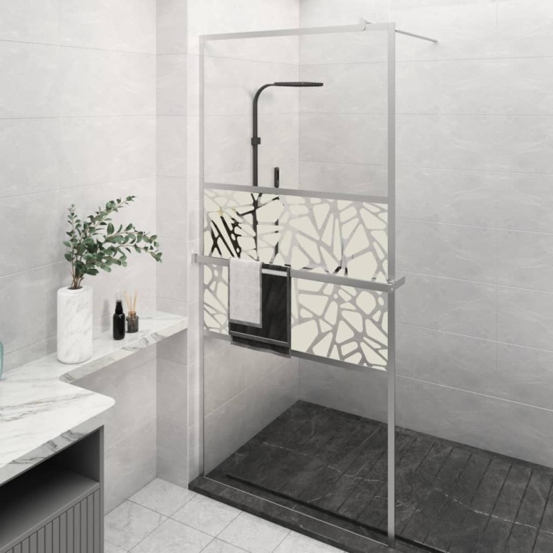 Parete Doccia con Mensola Cromo 90x195cm Vetro ESG e Alluminio Parete Doccia con Mensola Cromo 90x195cm Vetro ESG e Alluminio