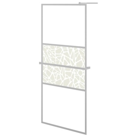 Parete Doccia con Mensola Cromo 90x195cm Vetro ESG e Alluminio