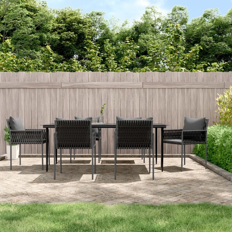 vidaXL Set Pranzo da Giardino 7 pz con Cuscini in Polyrattan e Acciaio vidaXL Set Pranzo da Giardino 7 pz con Cuscini in Polyrattan e Acciaio