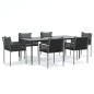 vidaXL Set Pranzo da Giardino 7 pz con Cuscini in Polyrattan e Acciaio vidaXL Set Pranzo da Giardino 7 pz con Cuscini in Polyrattan e Acciaio