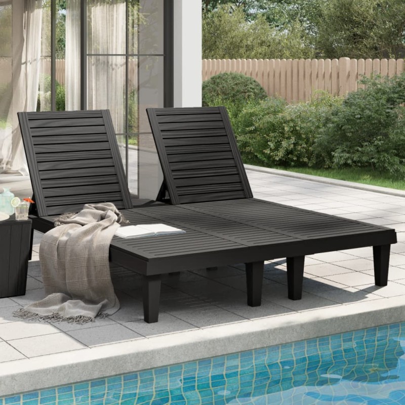 Lettino Prendisole Doppio Nero 155x138x83 cm in Polipropilene Lettino Prendisole Doppio Nero 155x138x83 cm in Polipropilene
