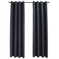 Tende Oscuranti con Anelli in Metallo 2 pz Antracite 140x175 cm Tende Oscuranti con Anelli in Metallo 2 pz Antracite 140x175 cm