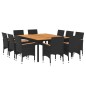 Set da Pranzo per Giardino 11 pz in Polyrattan Nero Set da Pranzo per Giardino 11 pz in Polyrattan Nero