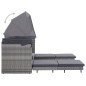 vidaXL Divano Letto a 3 Posti Estendibile con Tetto Polyrattan Grigio vidaXL Divano Letto a 3 Posti Estendibile con Tetto Polyrattan Grigio