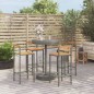 Set Bar Giardino 5pz Grigio Polyrattan e Legno Massello Acacia Set Bar Giardino 5pz Grigio Polyrattan e Legno Massello Acacia